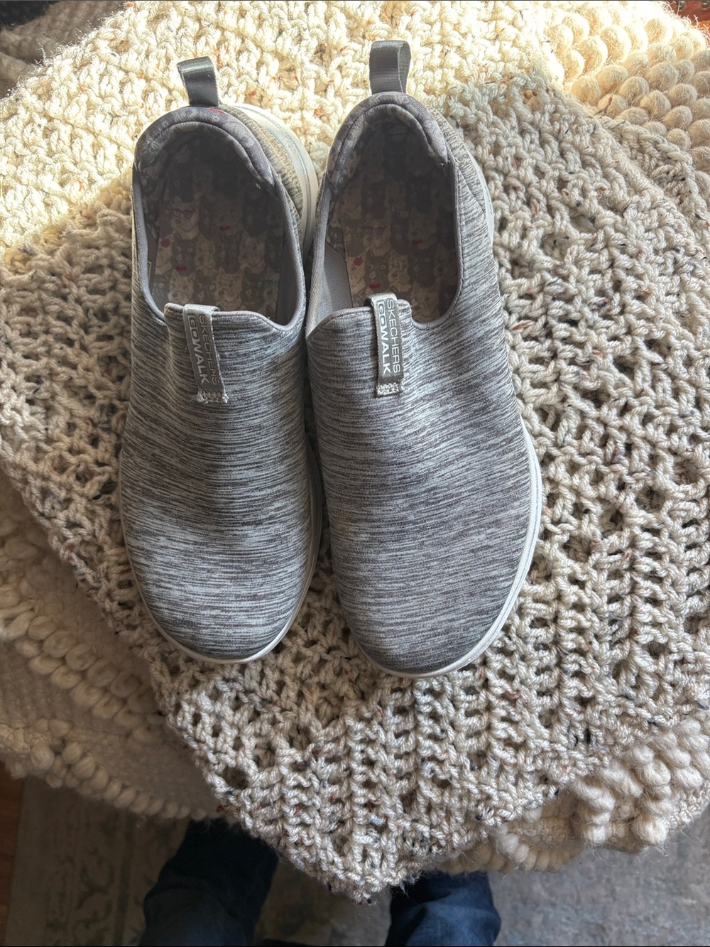 Skechers Womens Gray Slip-On Sneakers